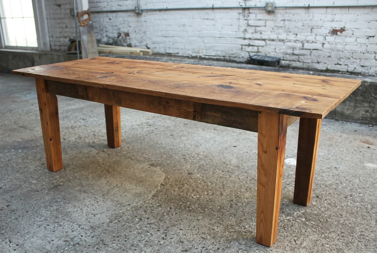 Reclaimed pine farm table, studio shot