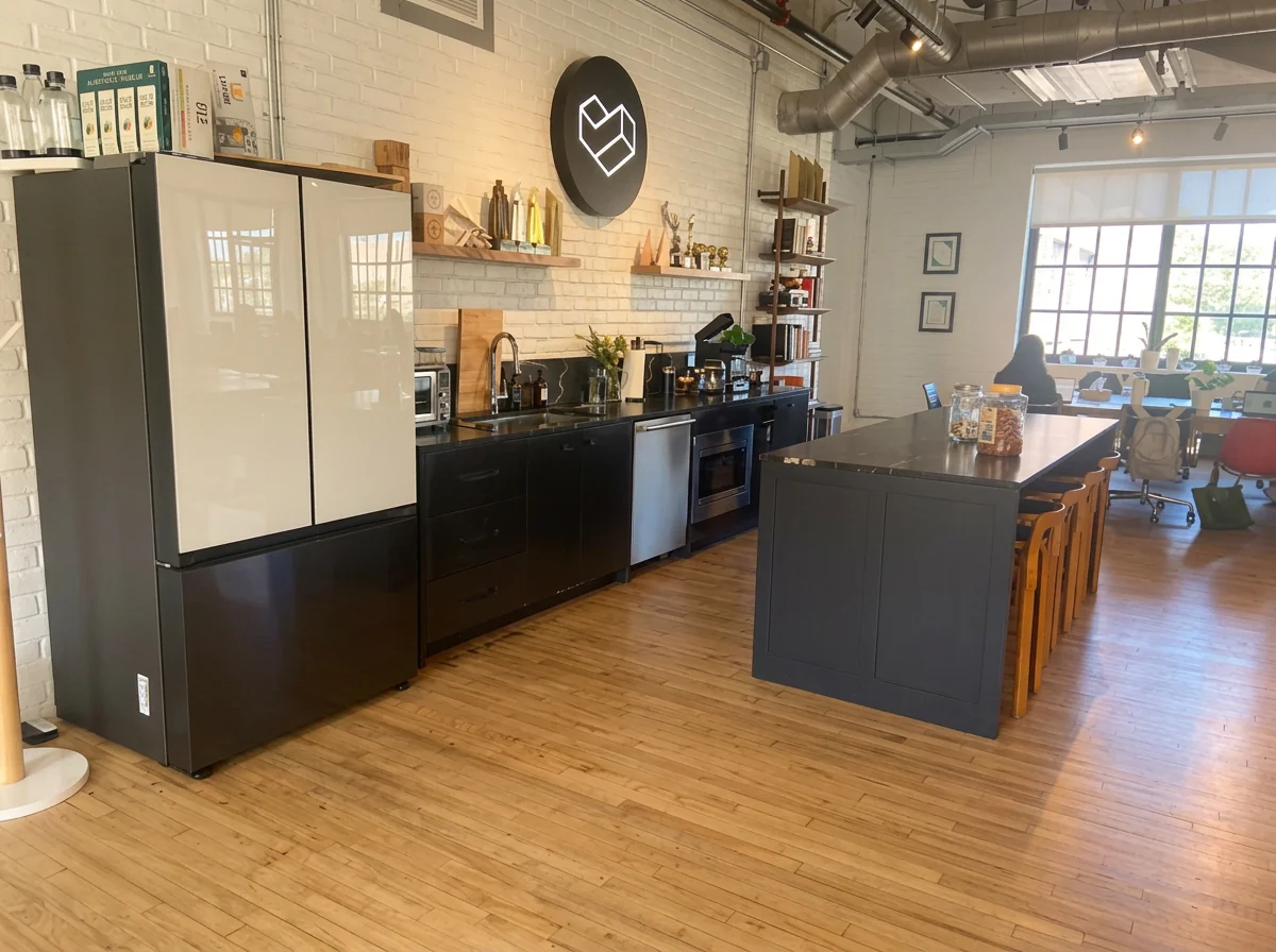 Café black cabinetry run. East Room, Toronto