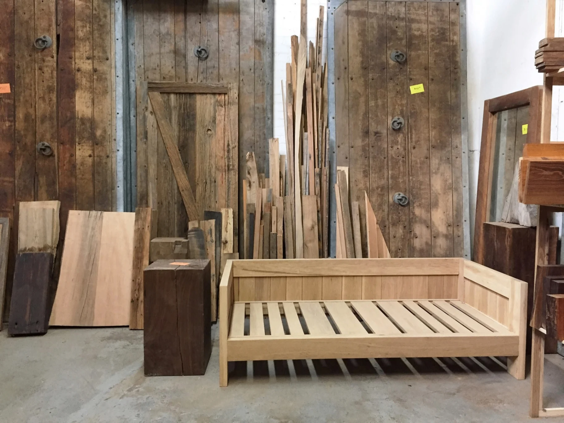 Oak daybed frame under construction in the workshop