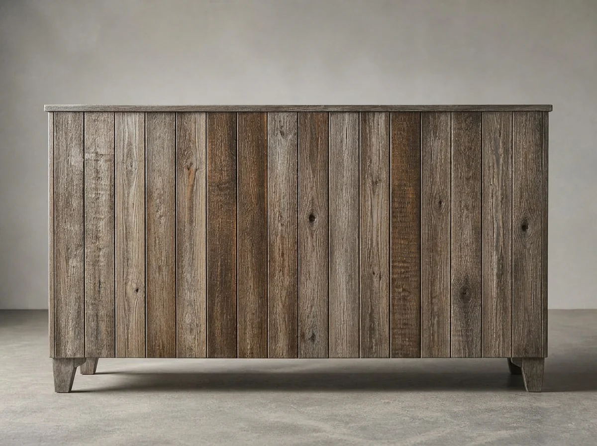 Weathered barn board chest — rear elevation