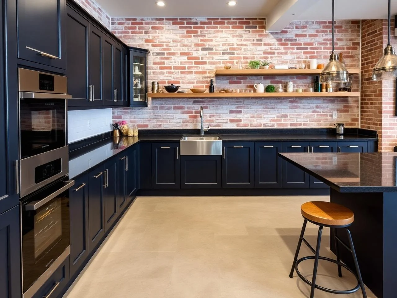 Hospitality kitchen suite with stainless counters and custom shelving